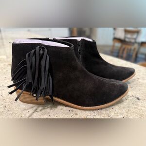 naughty monkey Black Suede Fringe Ankle Booties “NEW”